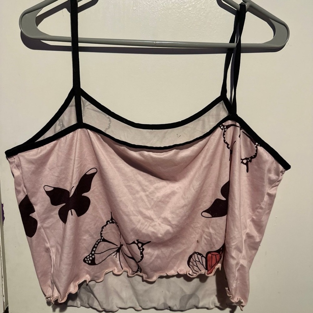 Butterfly Pink Sleeveless Crop Camisole